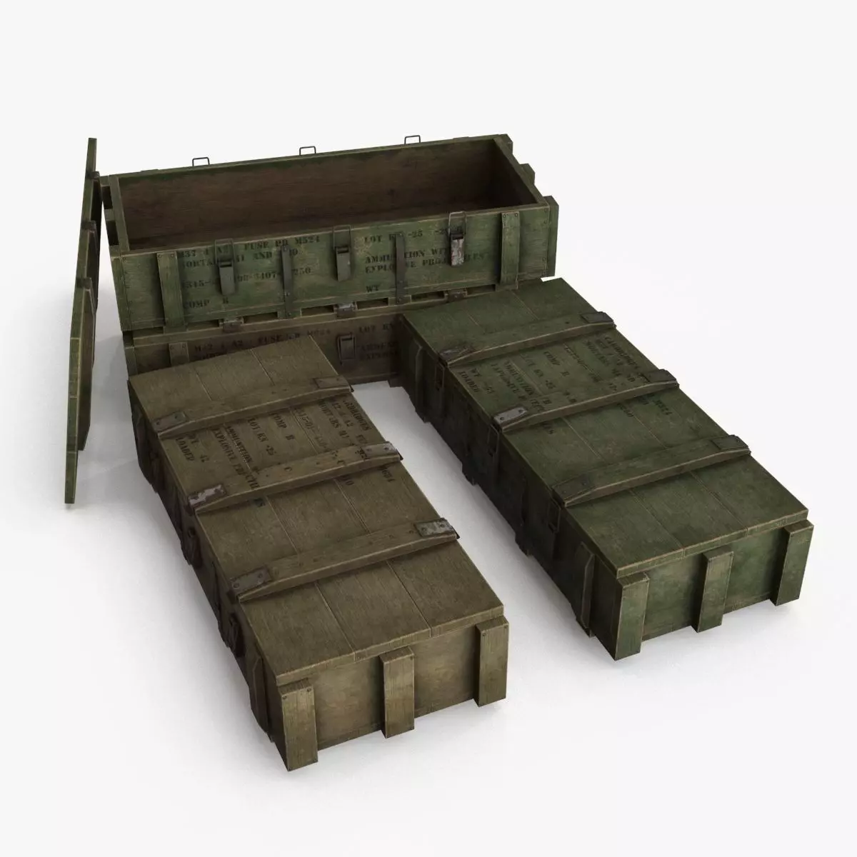 Ammo Boxes Low-poly 3D model_0
