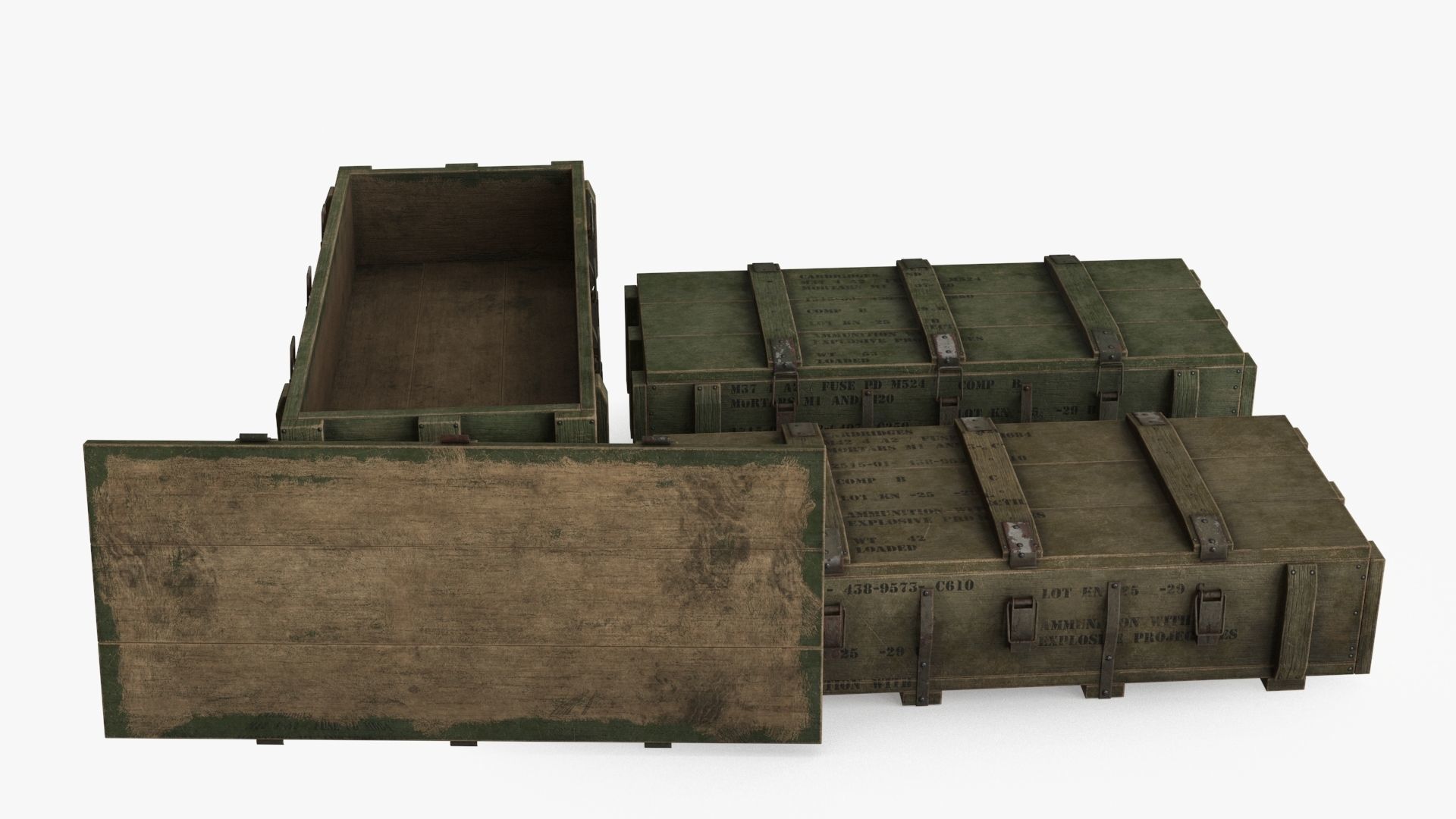 Ammo Boxes Low-poly 3D model_9