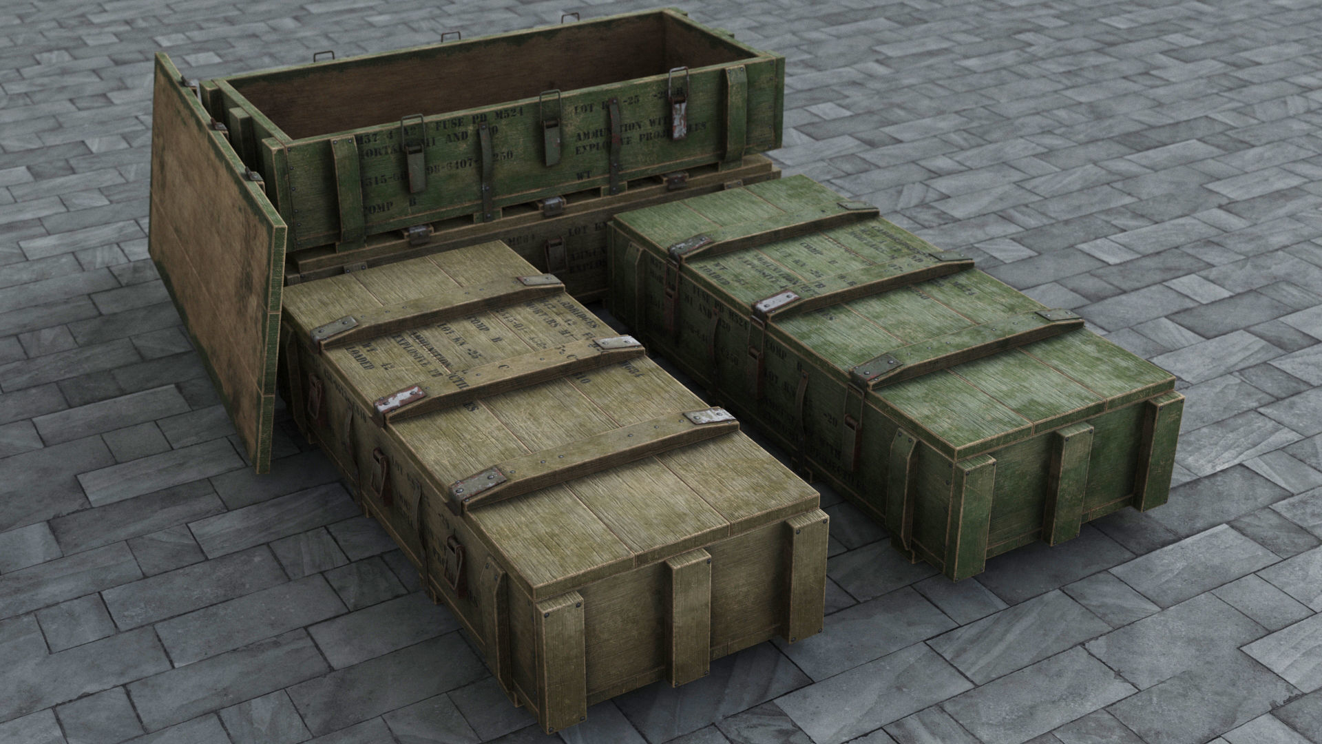 Ammo Boxes Low-poly 3D model_2