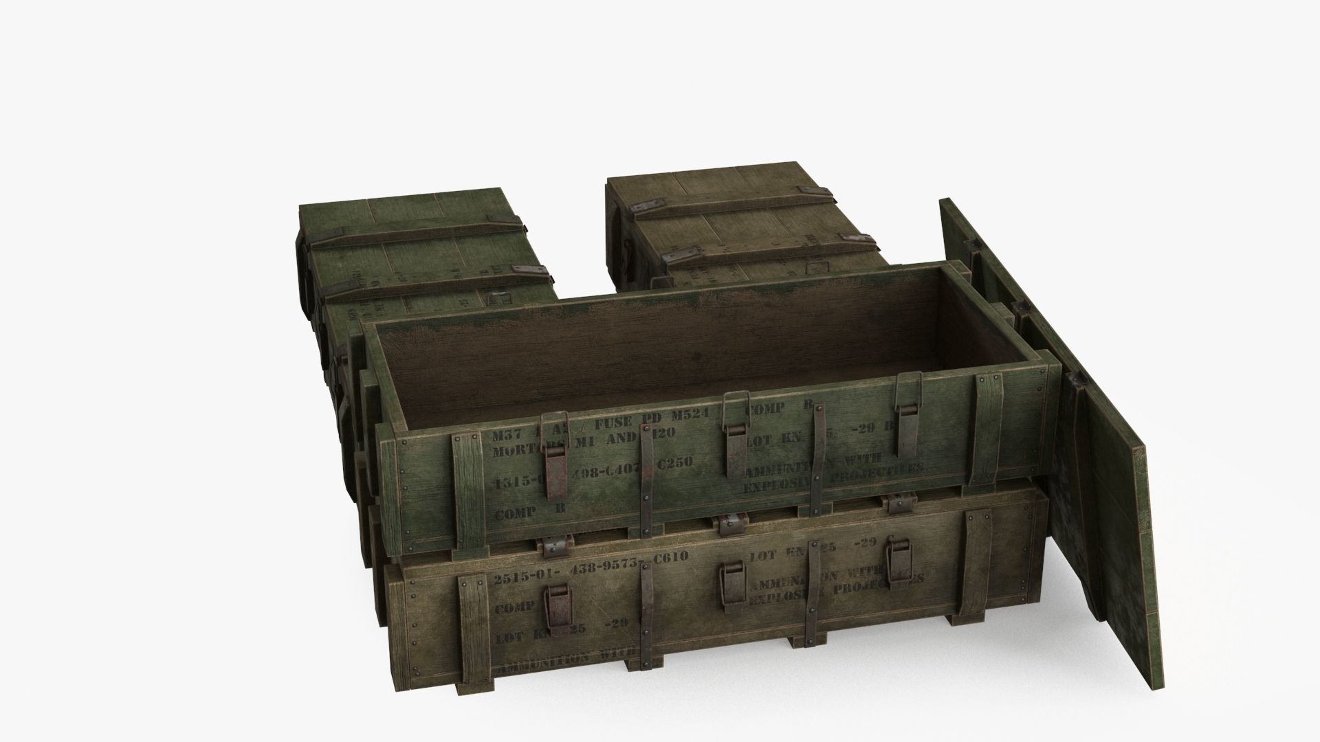 Ammo Boxes Low-poly 3D model_7