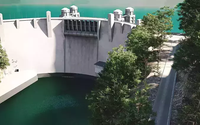 Water Dam Low-poly 3D model