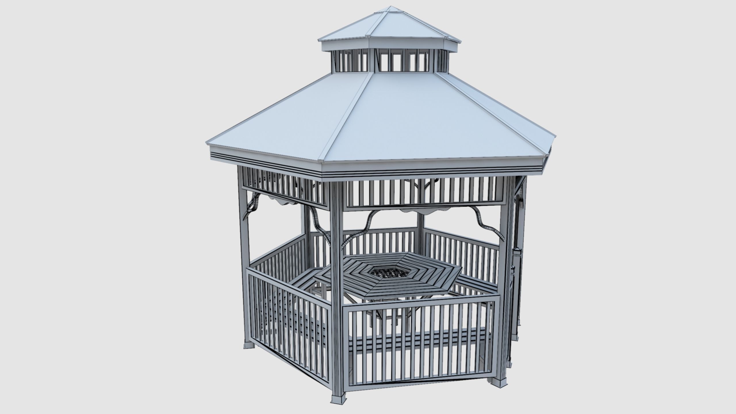 Wood Garden Pergola - Gazebo 02 3D model_23