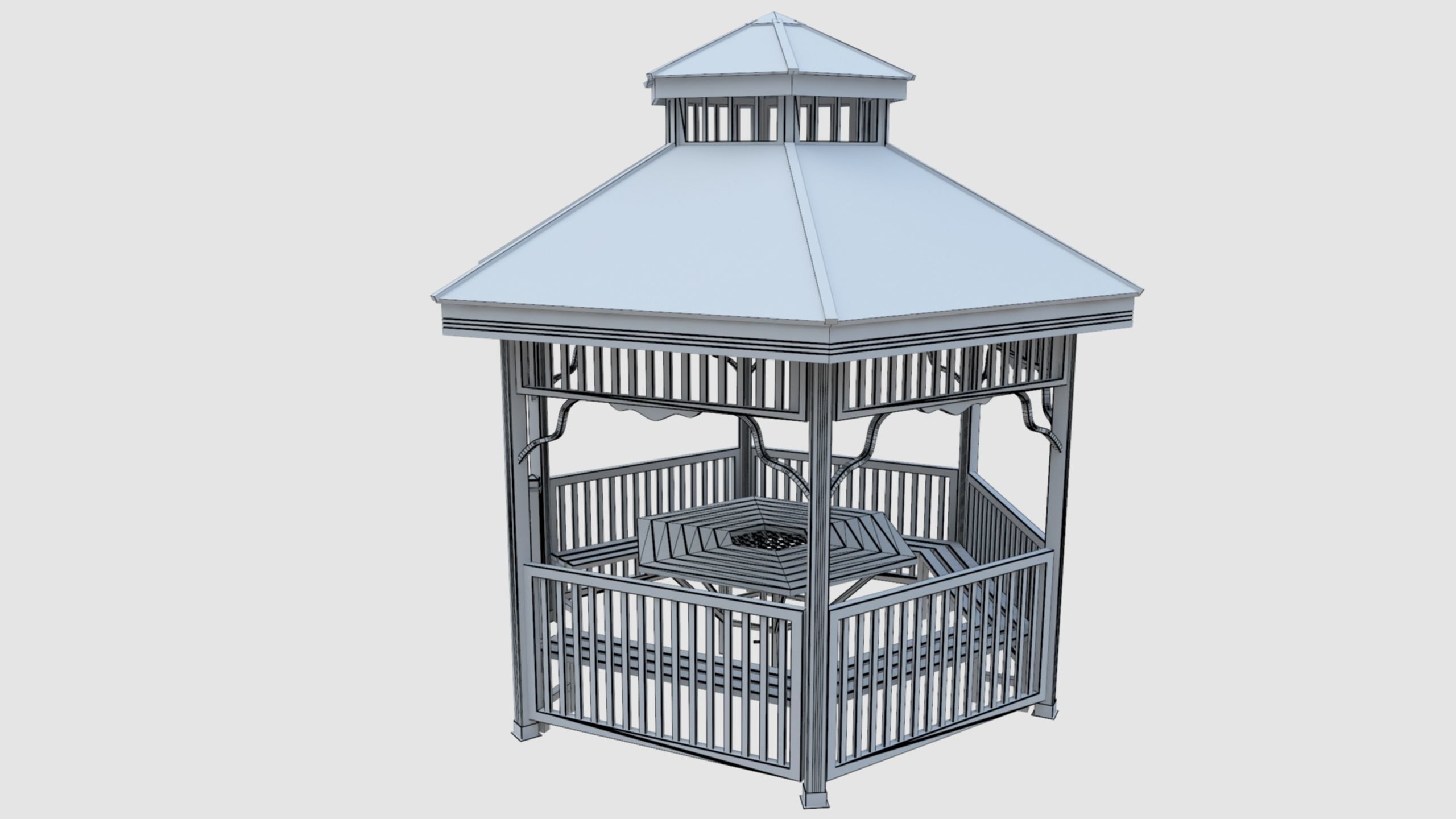 Wood Garden Pergola - Gazebo 02 3D model_29