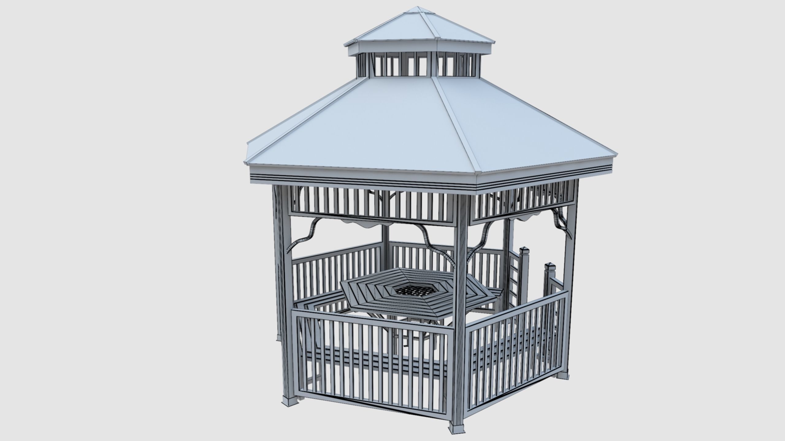  Wood Garden Pergola - Gazebo 02 3D model_24