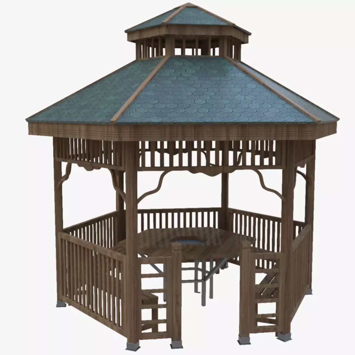  Wood Garden Pergola - Gazebo 02 3D model_0