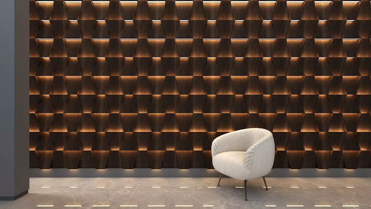 3d wall panel Low-poly 3D model_0