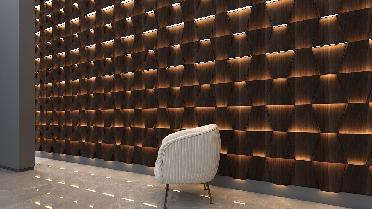 3d wall panel Low-poly 3D model_1