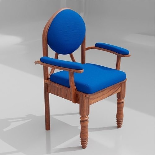 Chair wooden with upholstered seat Low-poly 3D model