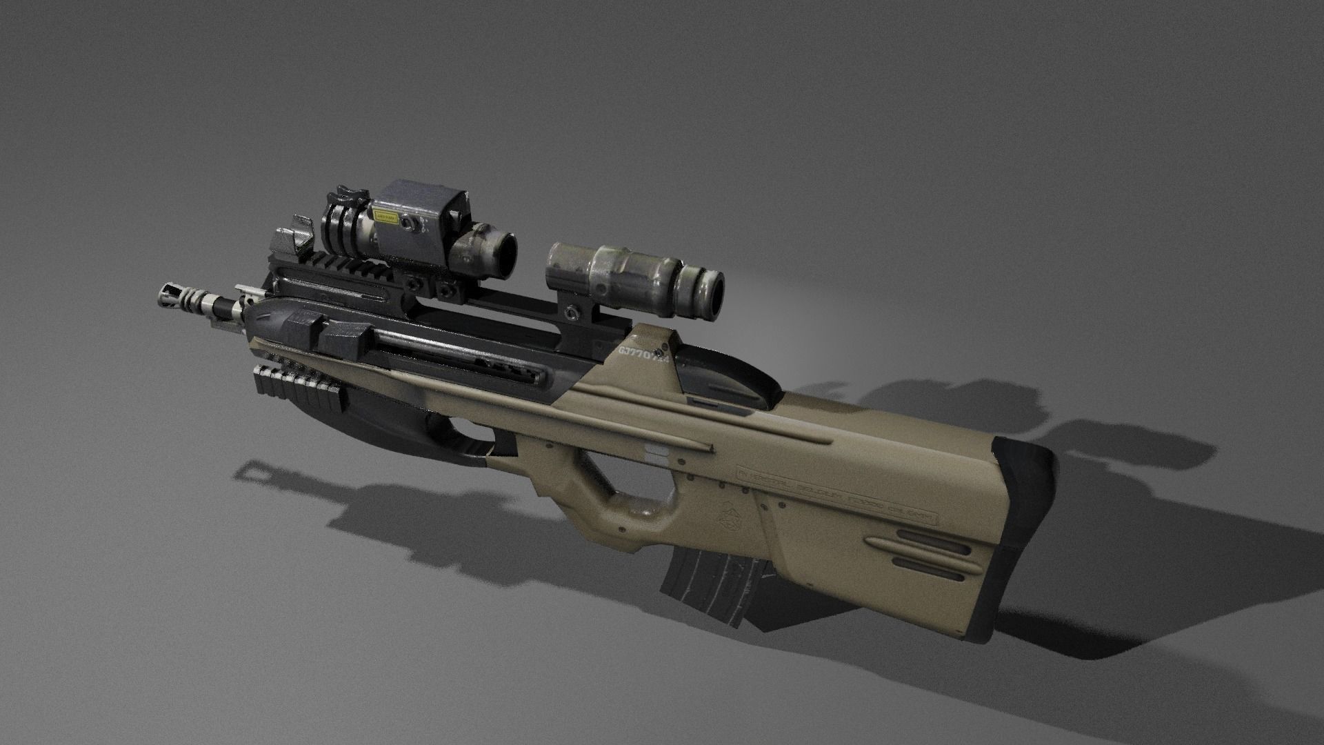 Fn F2000 Low-poly 3D model_4