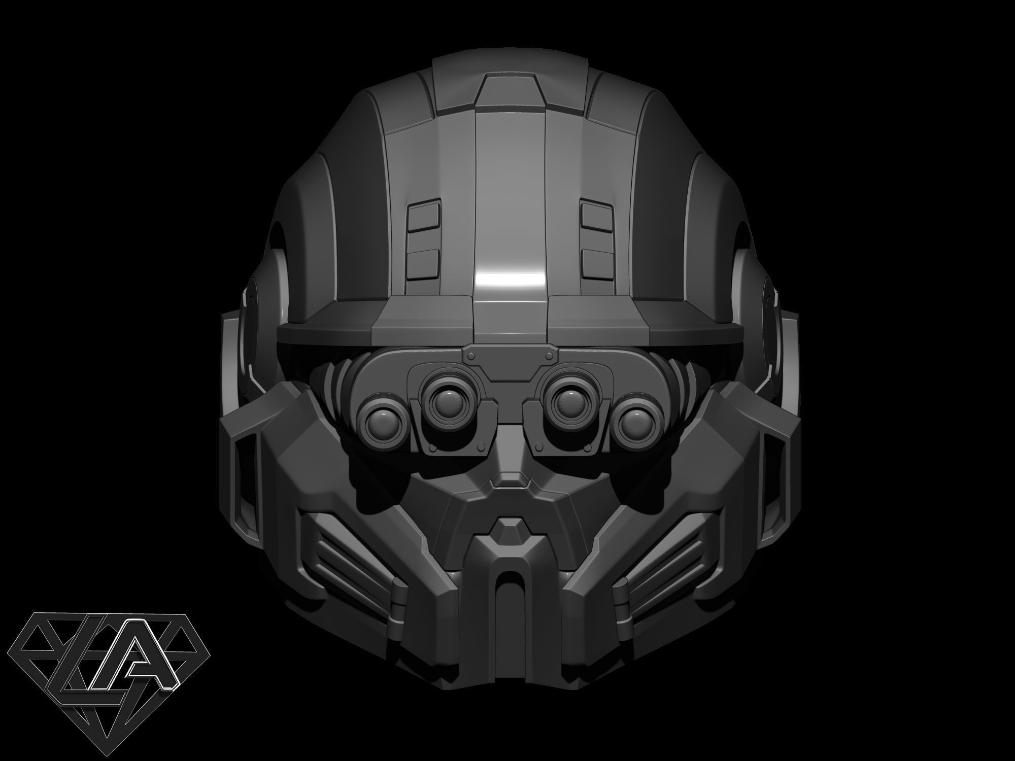 Halo custom helmet with night visor 3D print model_6