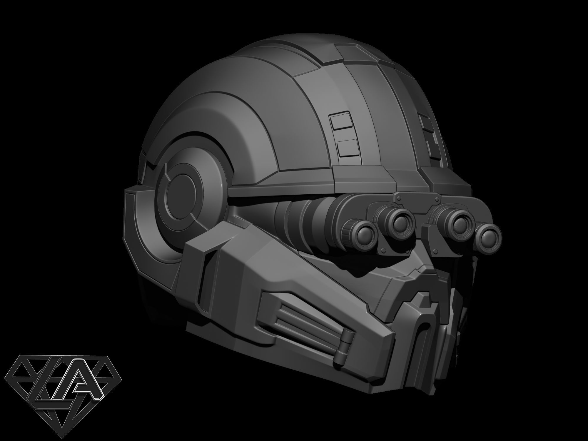 Halo custom helmet with night visor 3D print model_8