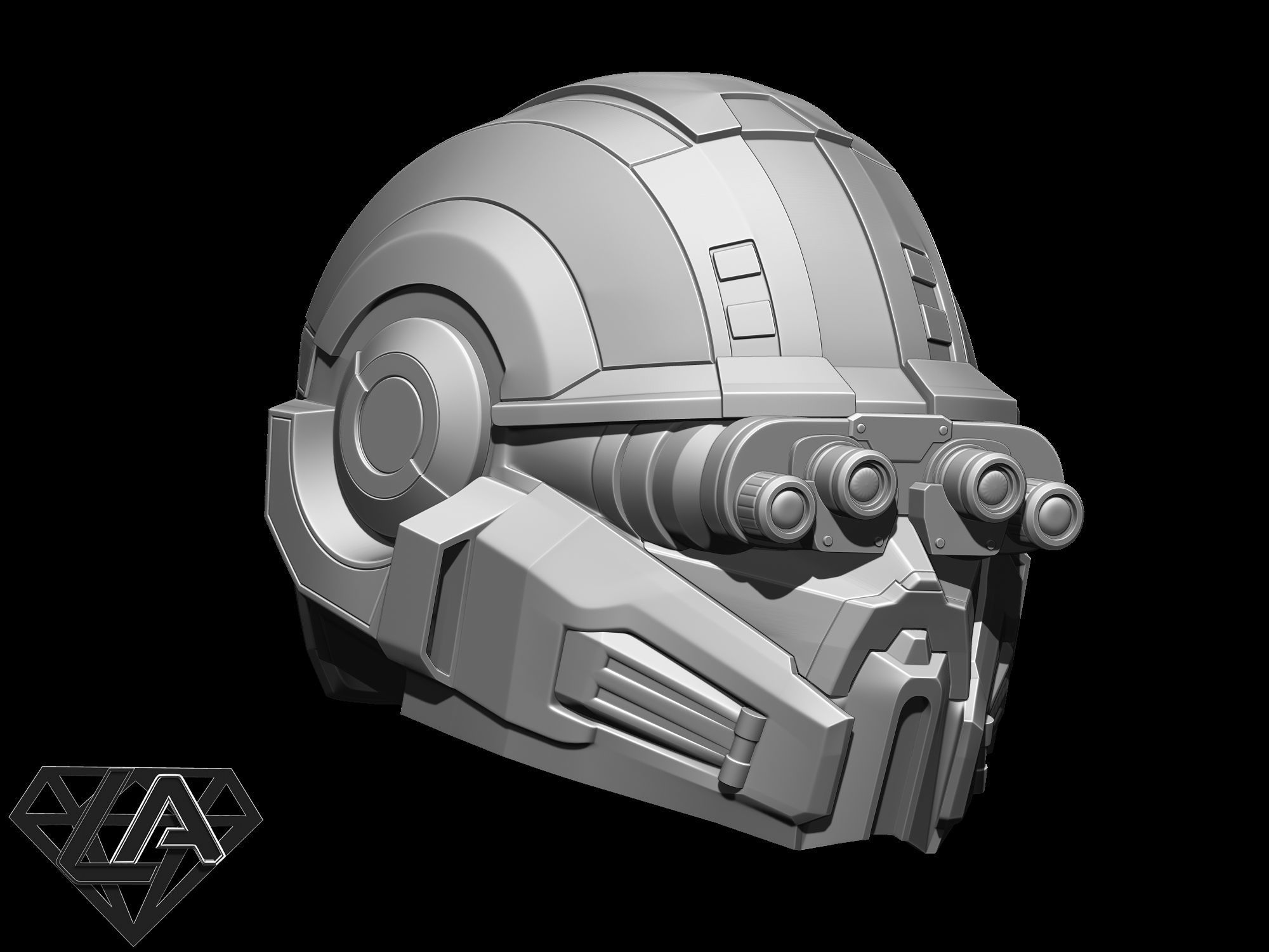 Halo custom helmet with night visor 3D print model_7