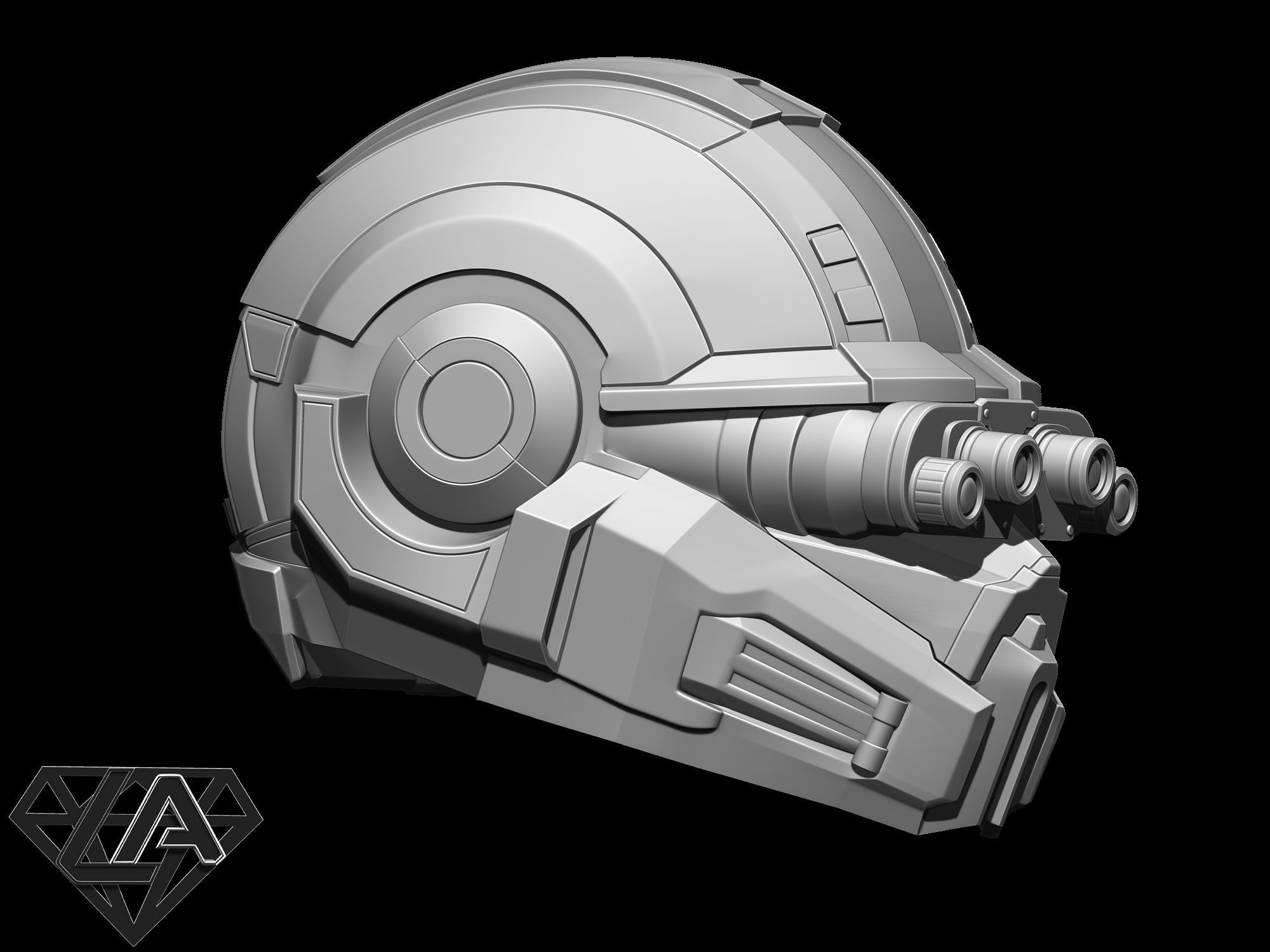 Halo custom helmet with night visor 3D print model_9