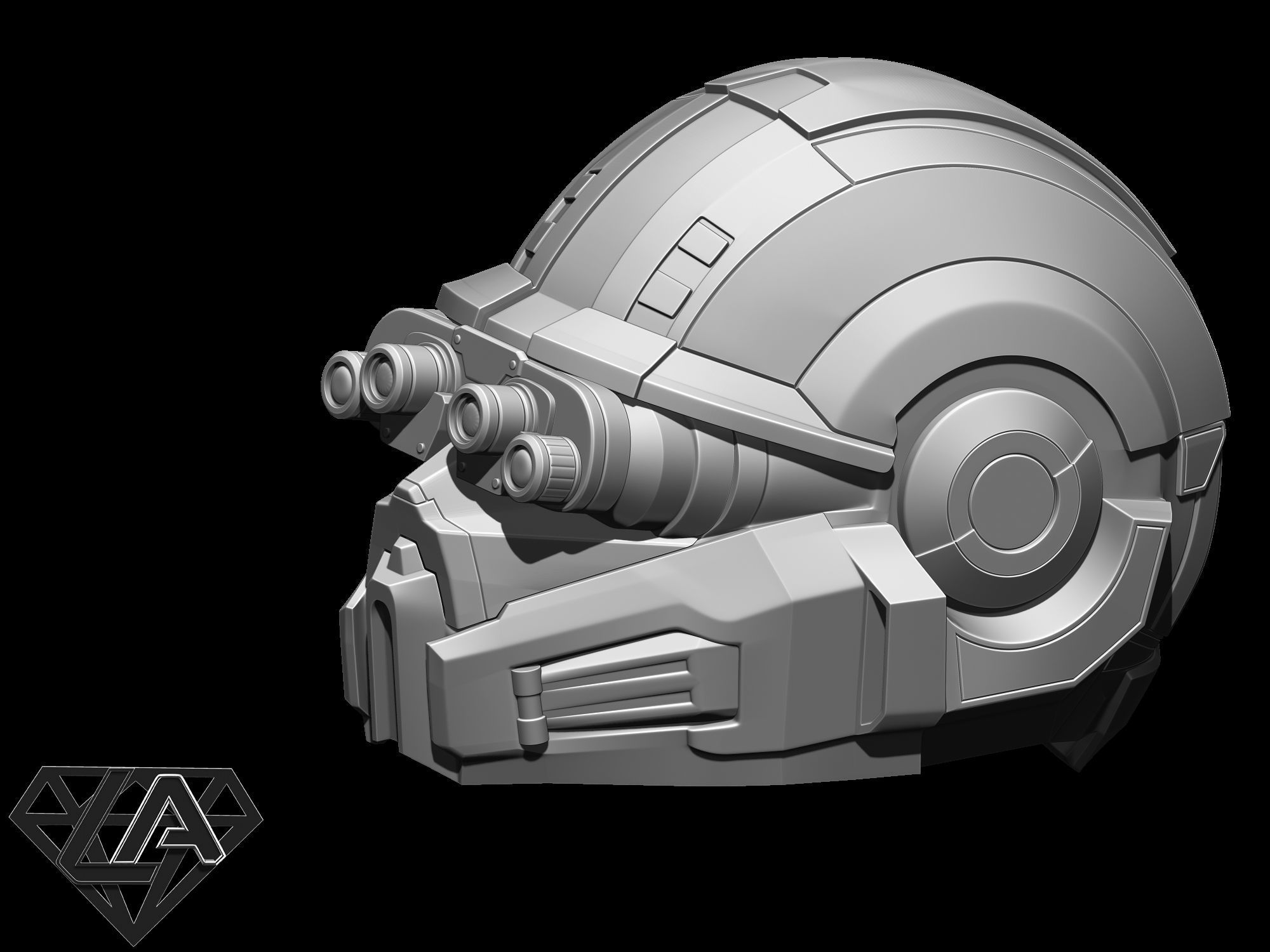 Halo custom helmet with night visor 3D print model_2