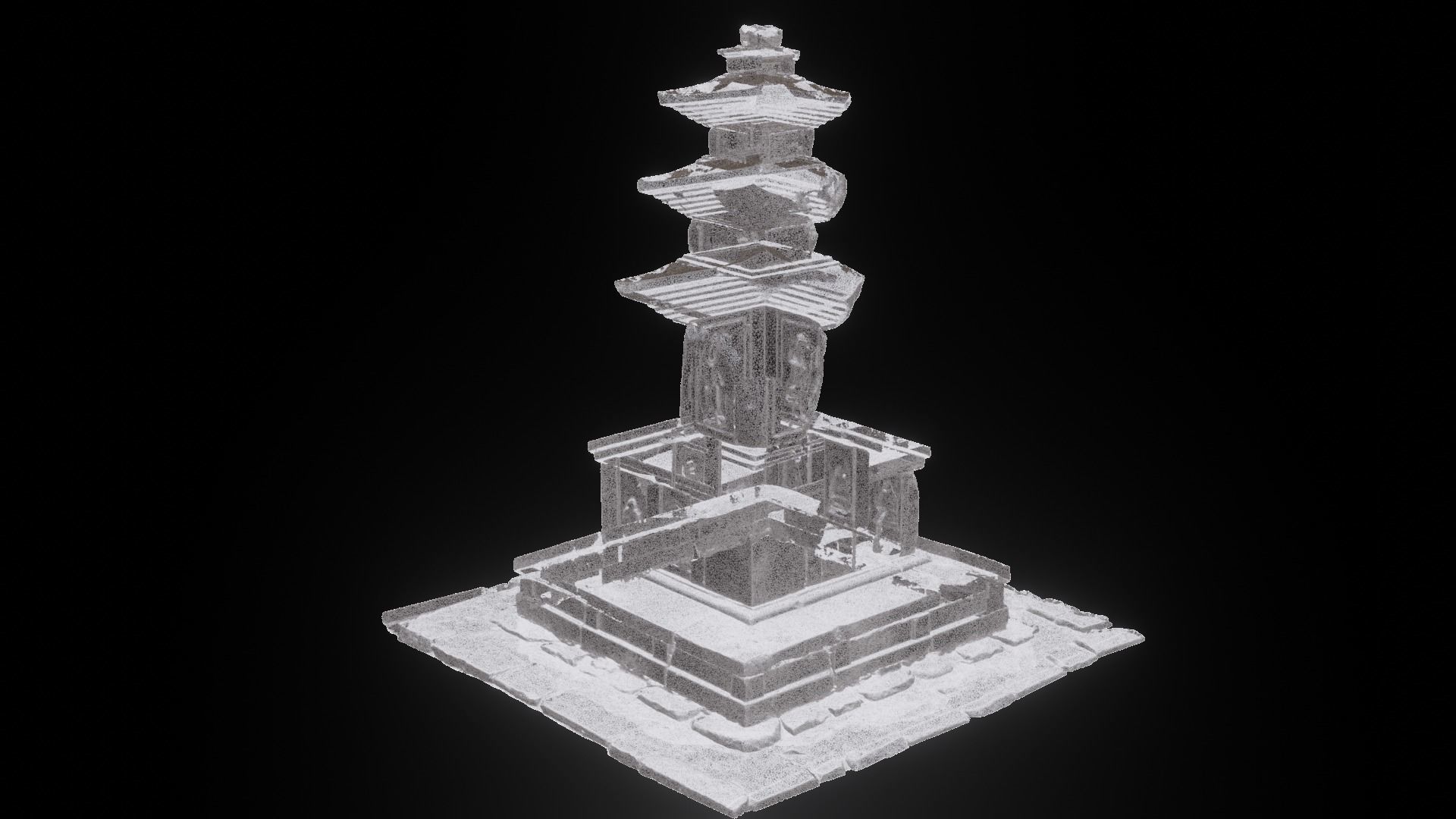 Three-story East Stone Pagoda at Wonwonsa Temple Site 3D model_5