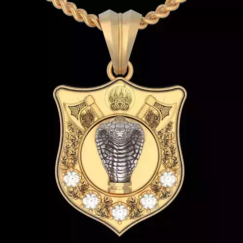 Snake pendant gold printable jewelry 3D model