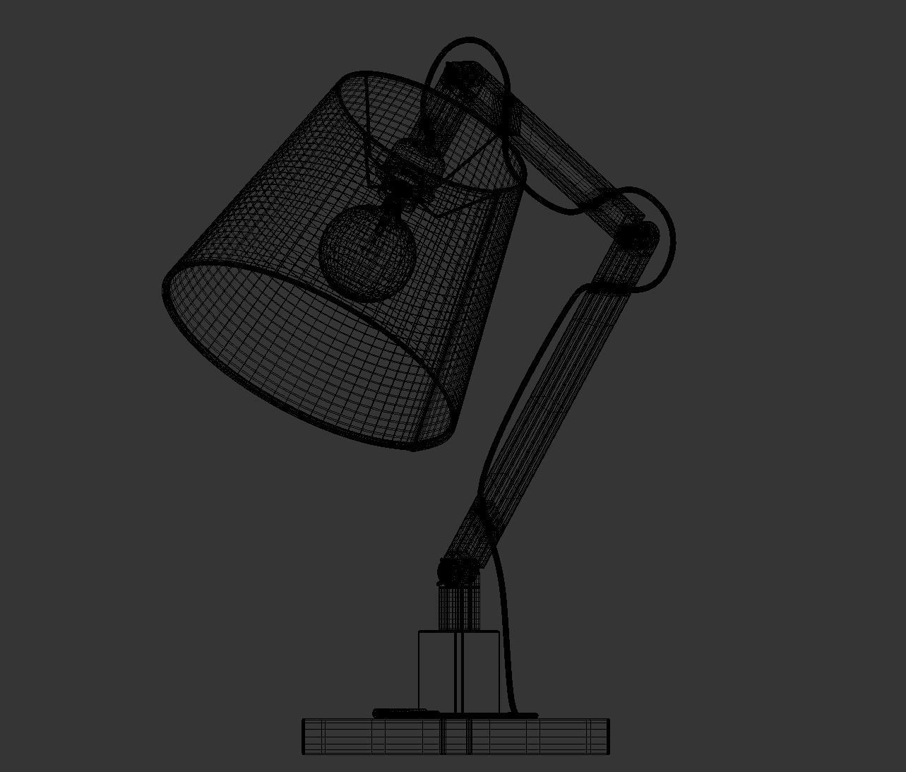 Desk Table Wooden Lamp with Cone Shade 3D model_6