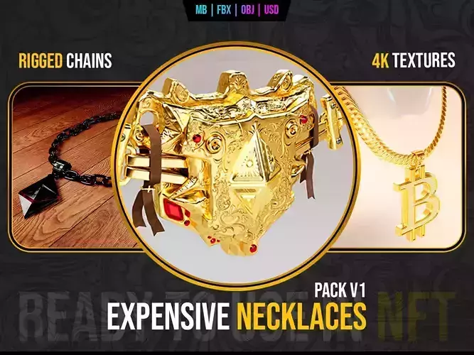 Expensive Necklaces Pack V1 3D Model Collection