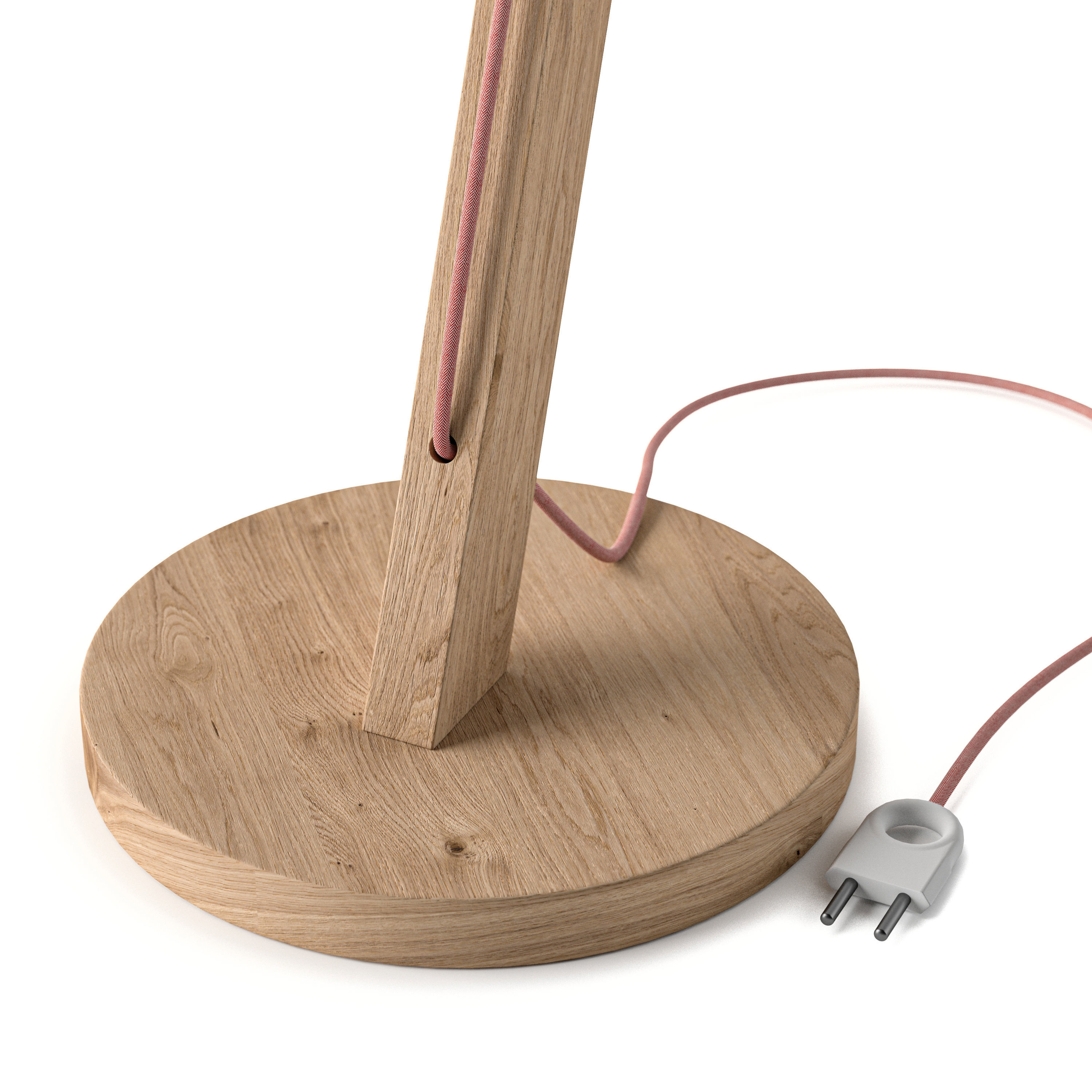 Wooden adjustable floor lamp with cone shade 3D model_6