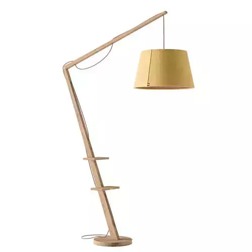 Wooden adjustable floor lamp with cone shade