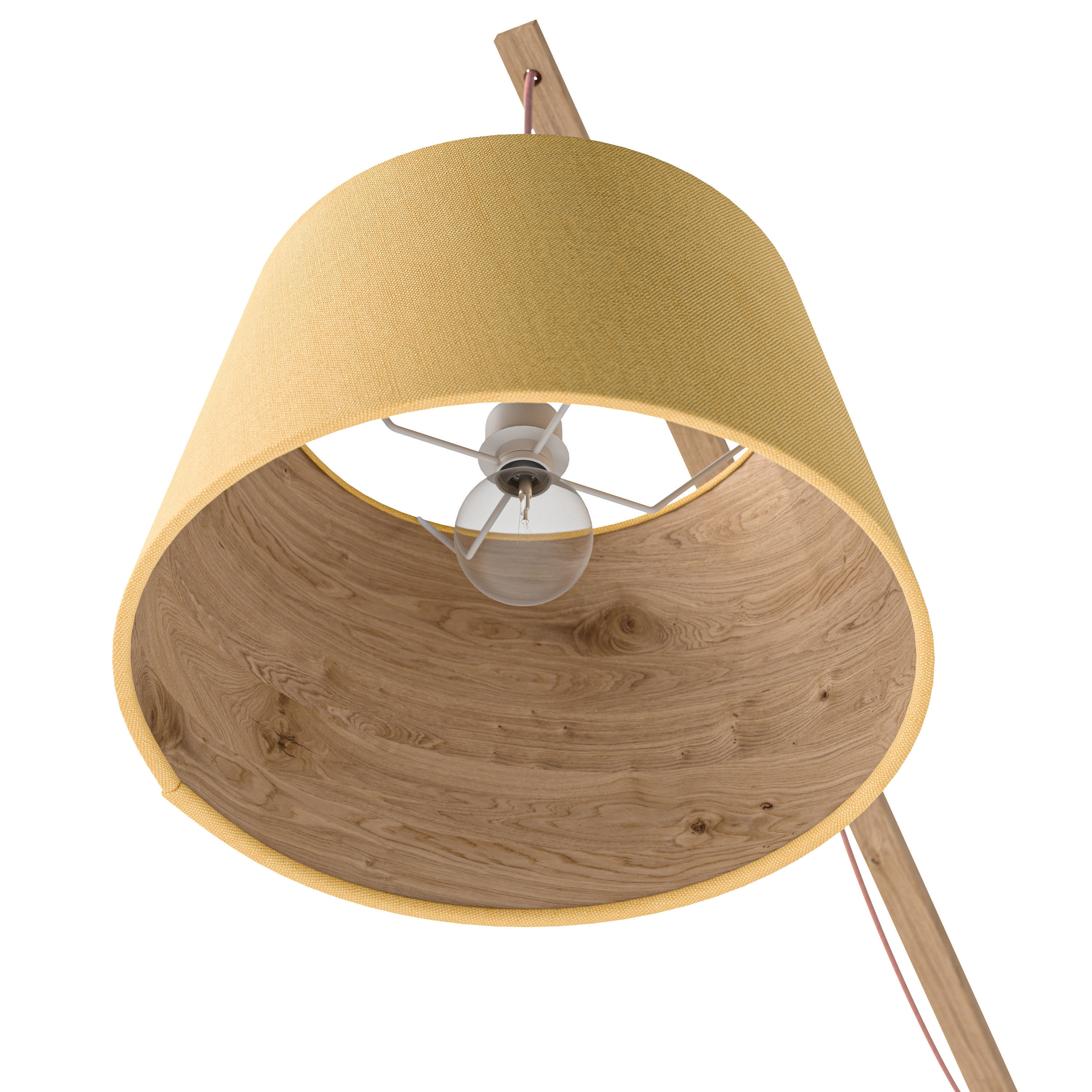 Wooden adjustable floor lamp with cone shade 3D model_4