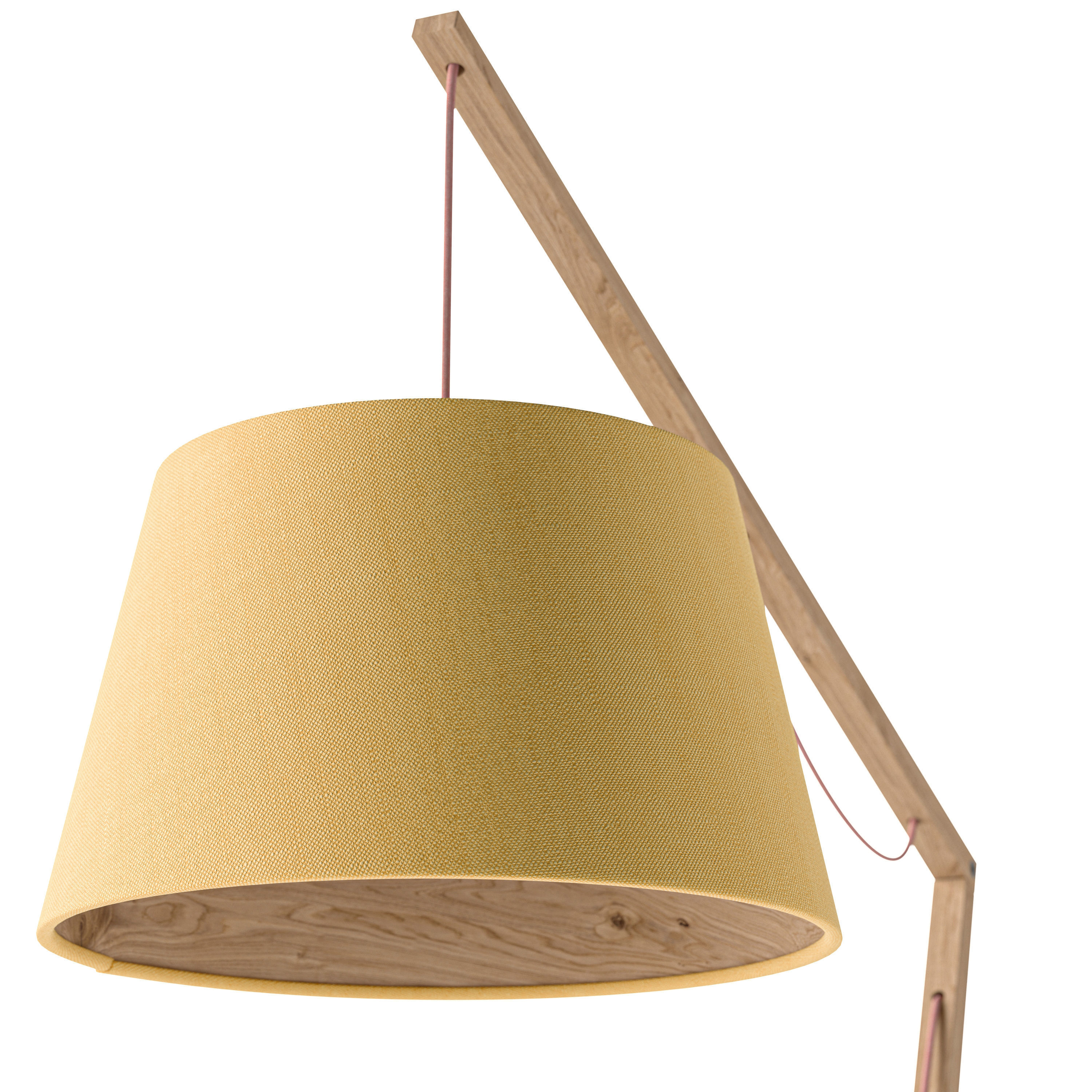 Wooden adjustable floor lamp with cone shade 3D model_3