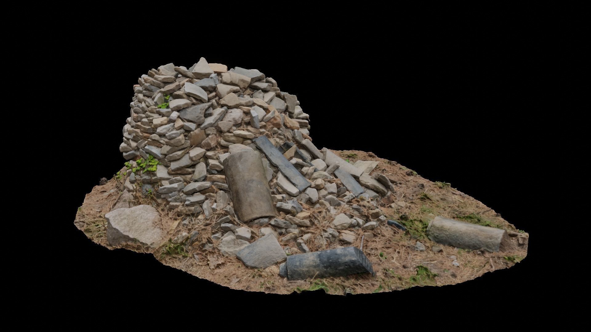 a heap of stones in a Wonwonsa temple site 3D model_1
