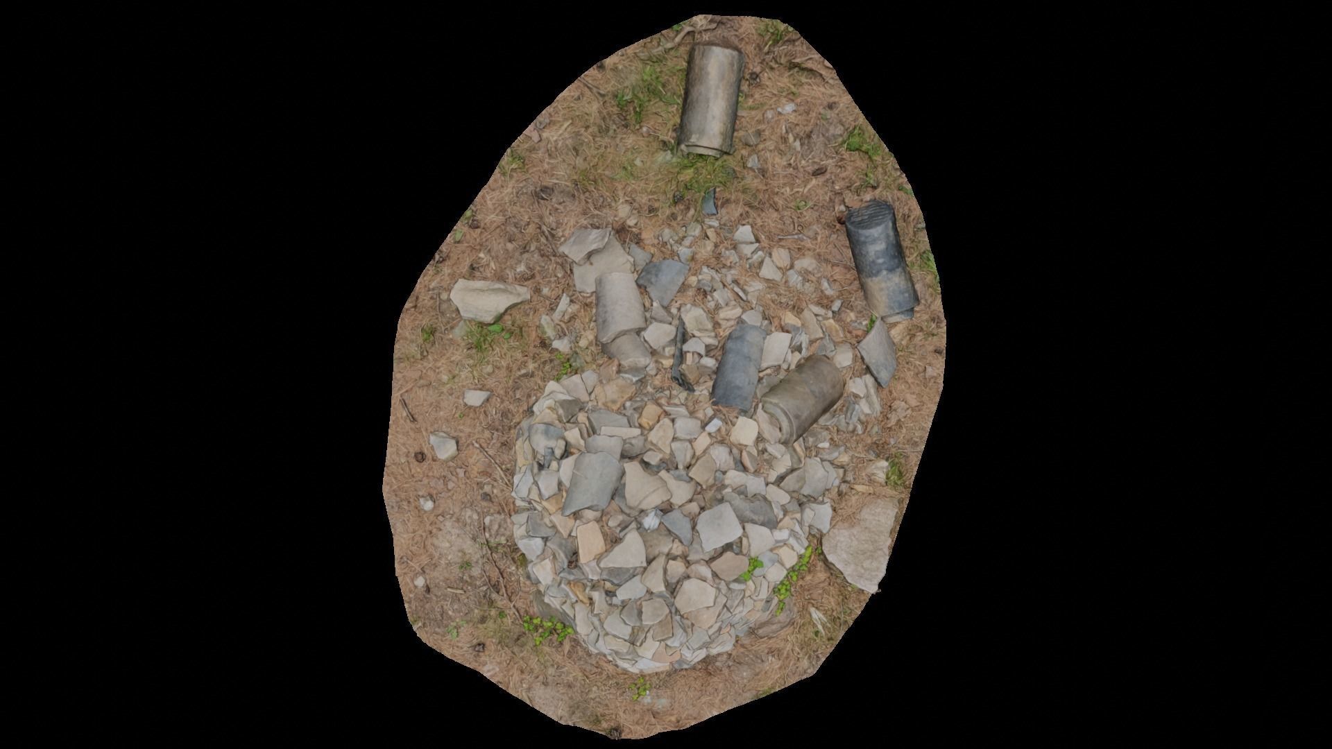 a heap of stones in a Wonwonsa temple site 3D model_4