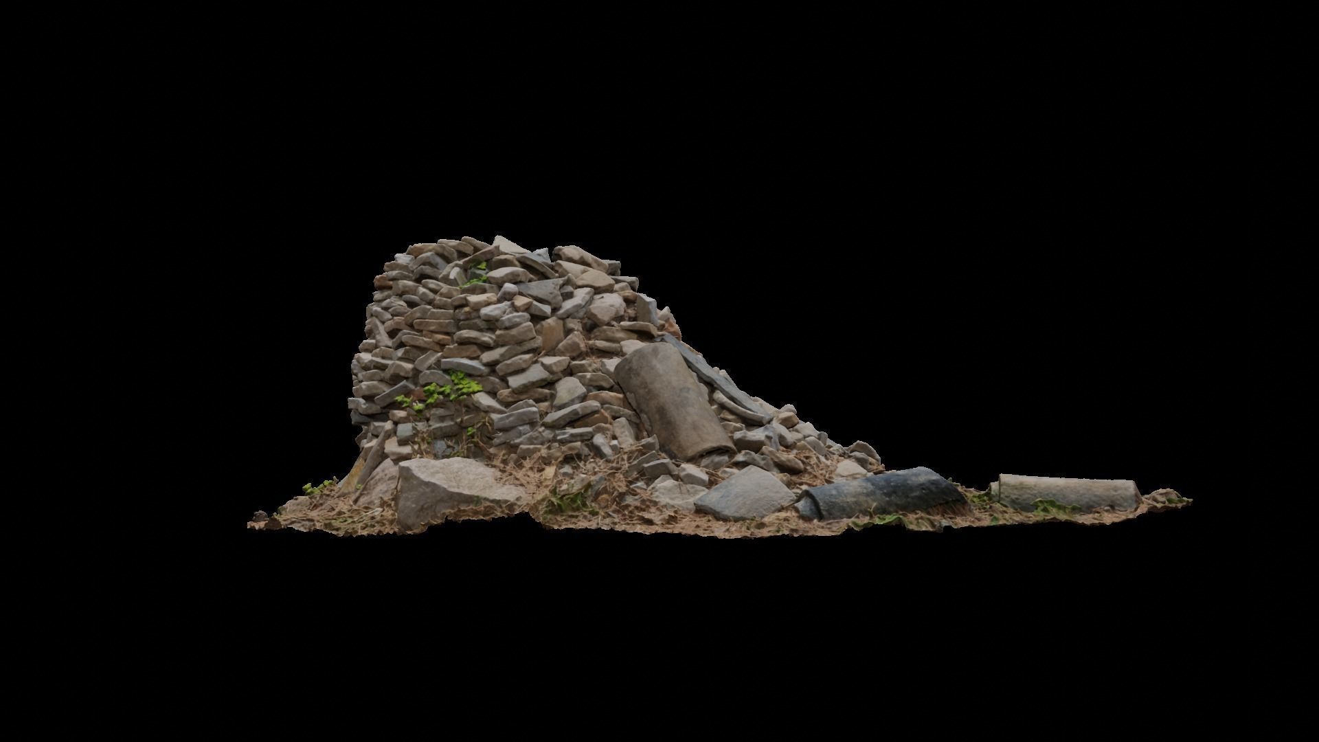 a heap of stones in a Wonwonsa temple site 3D model_2