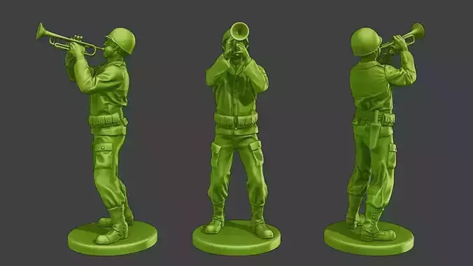 American soldier ww2 Trumpet A15 3D print model