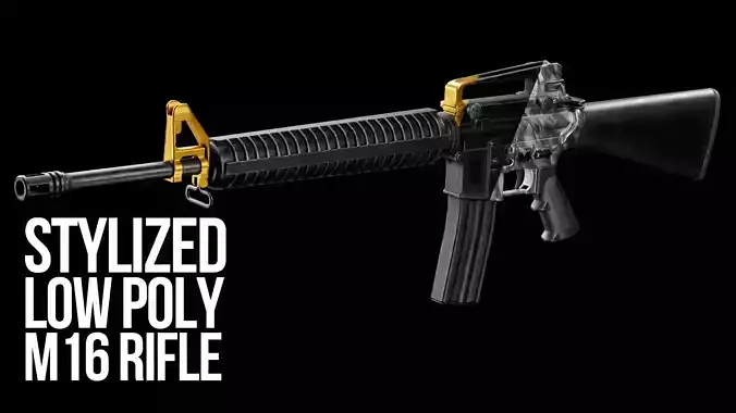 Low Poly M16 Assault Rifle Low-poly 3D model