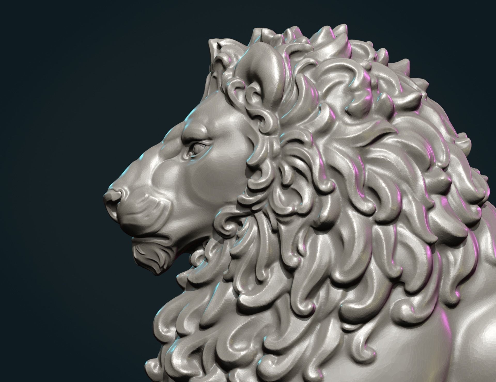 Lion Sculpture 3D print model_13