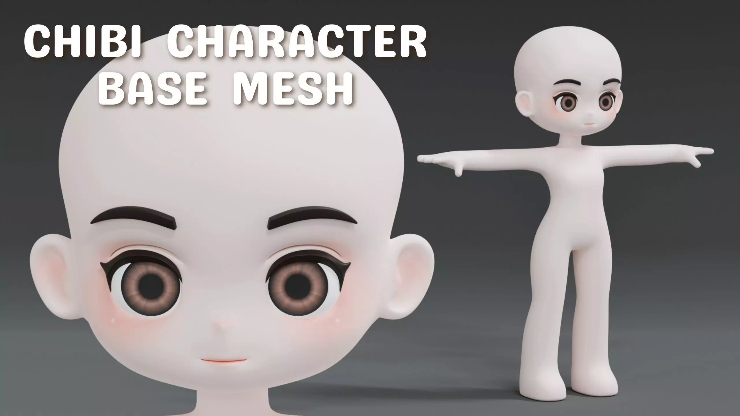 Chibi Character Base Mesh 3D model_0