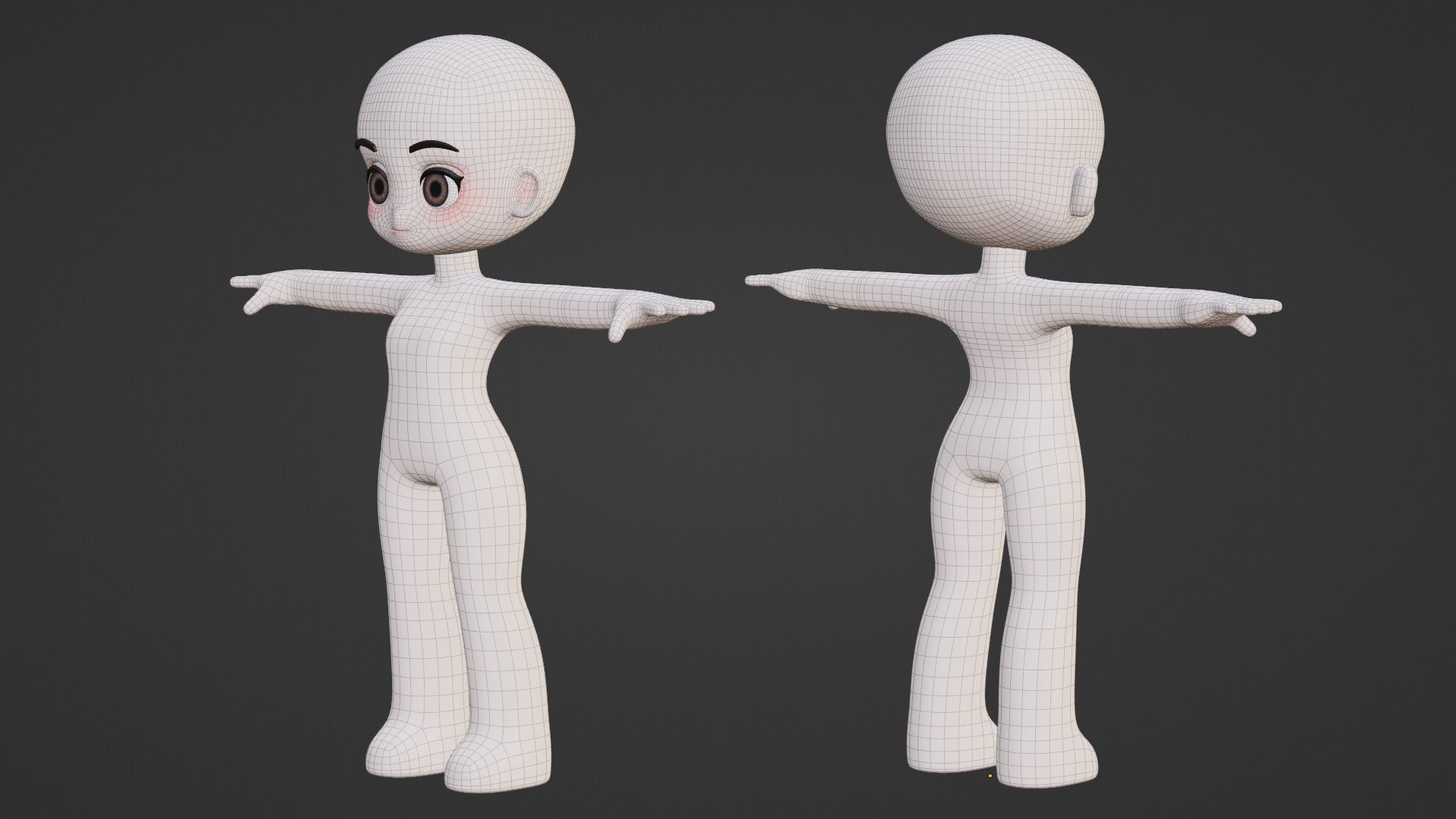 Chibi Character Base Mesh 3D model_6