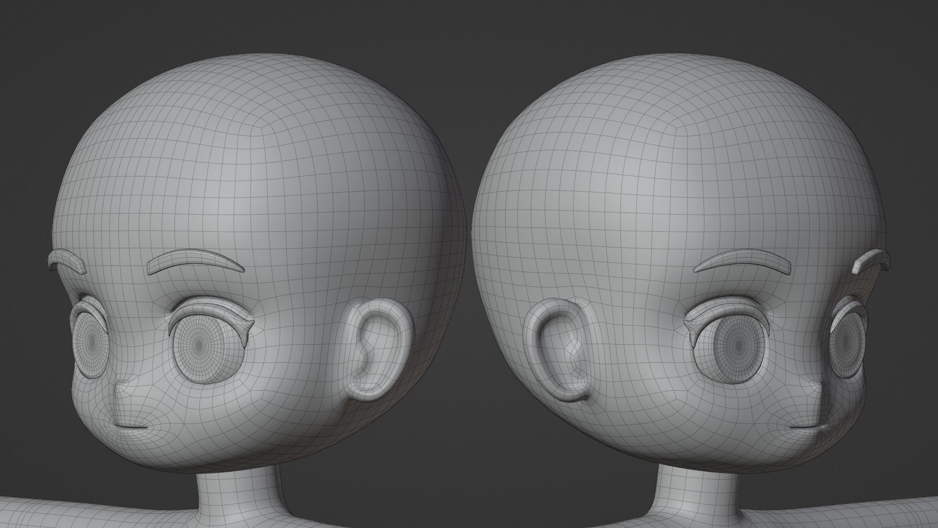 Chibi Character Base Mesh 3D model_20