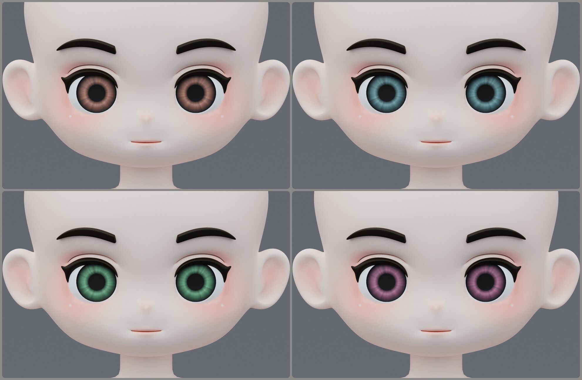 Chibi Character Base Mesh 3D model_2