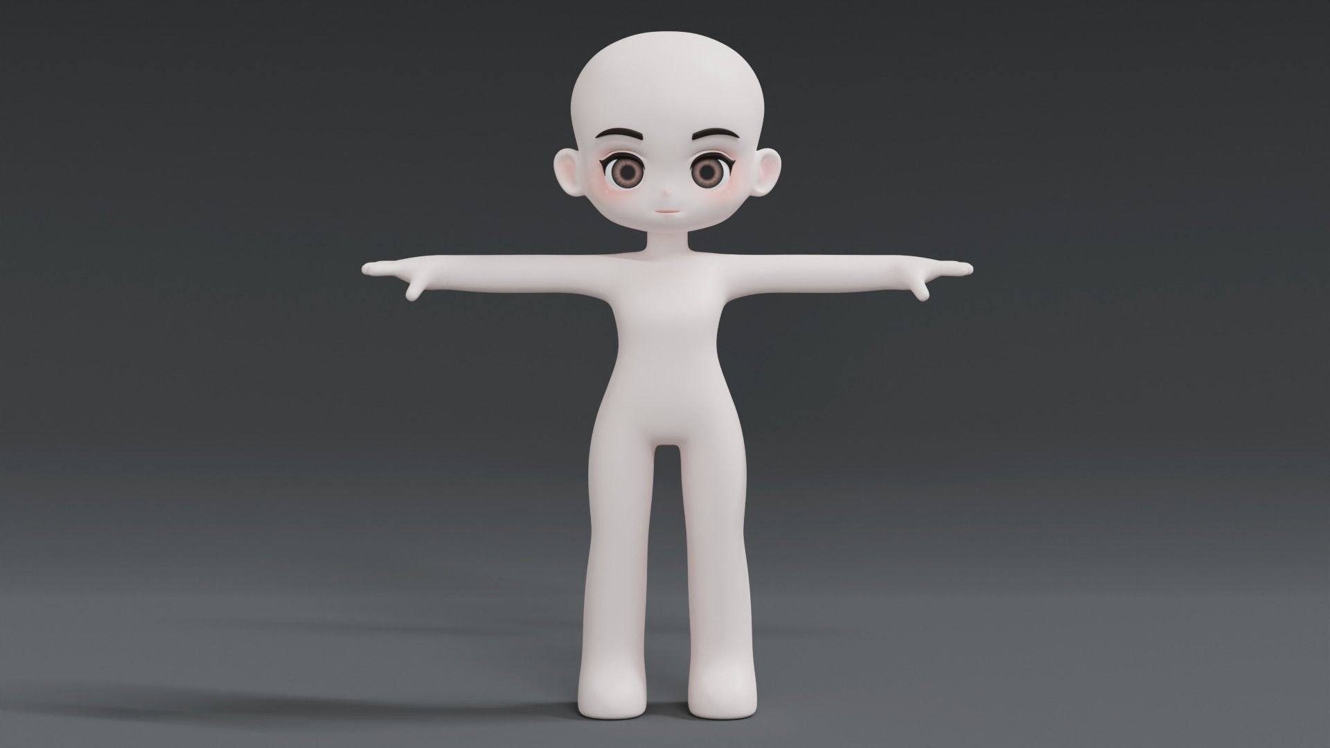 Chibi Character Base Mesh 3D model_3