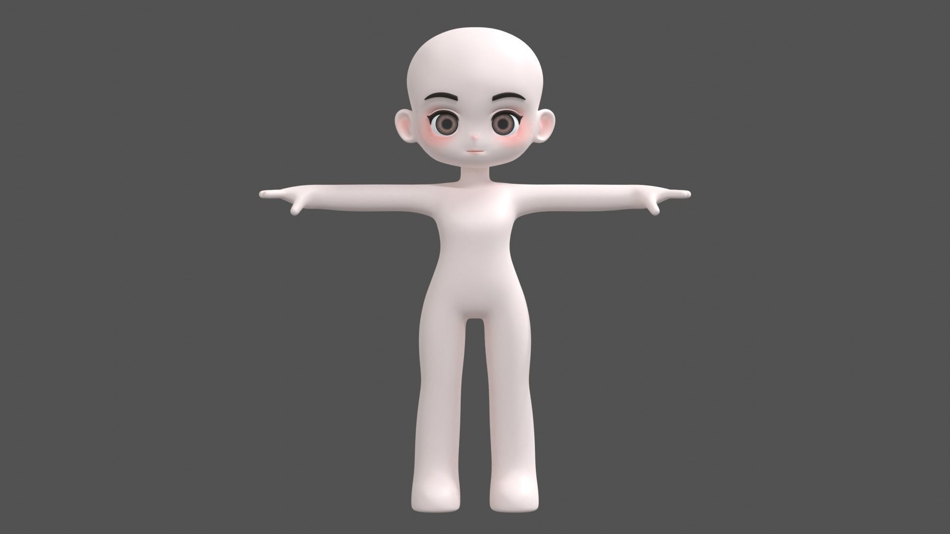 Chibi Character Base Mesh 3D model_7