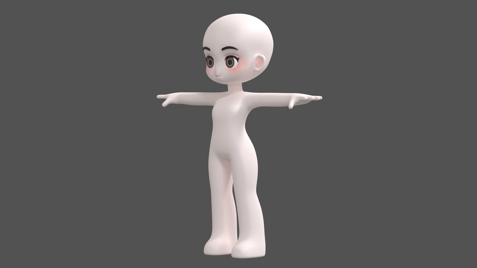 Chibi Character Base Mesh 3D model_14