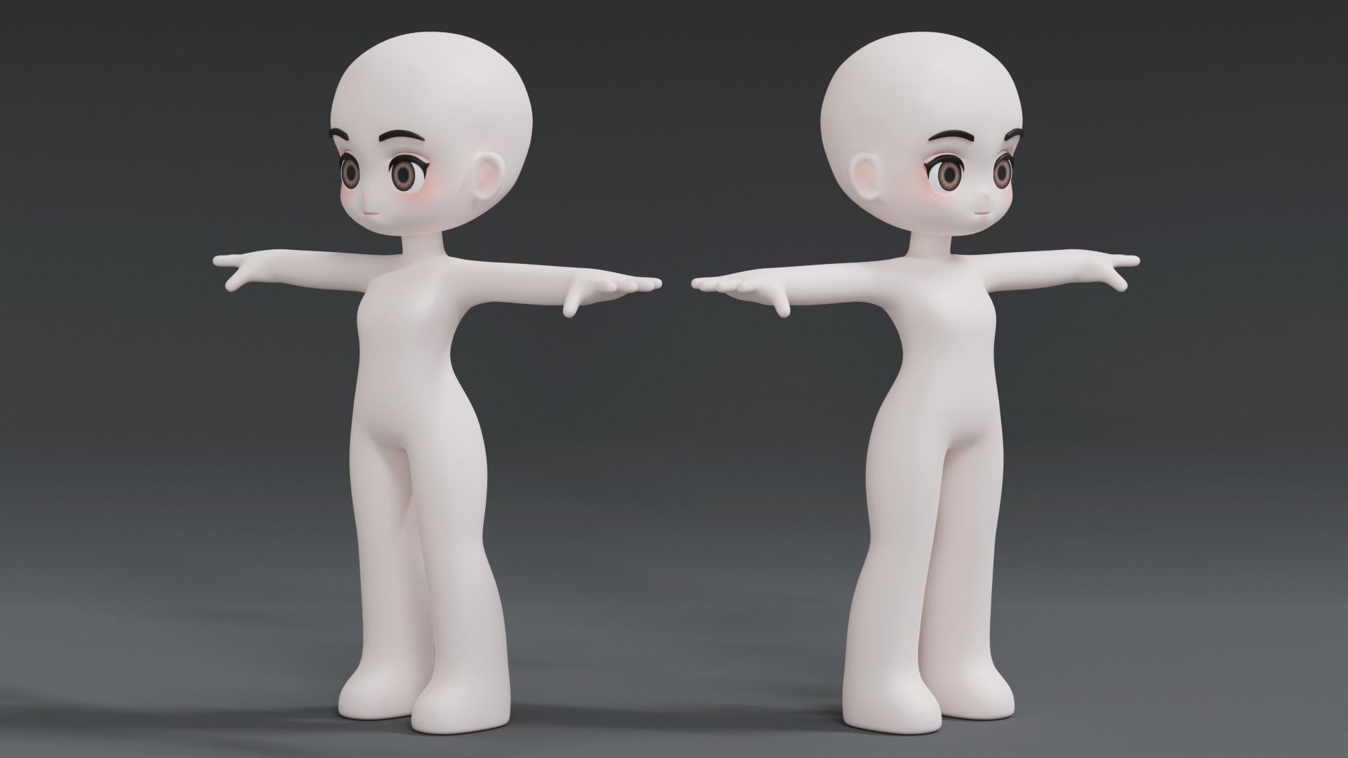Chibi Character Base Mesh 3D model_4