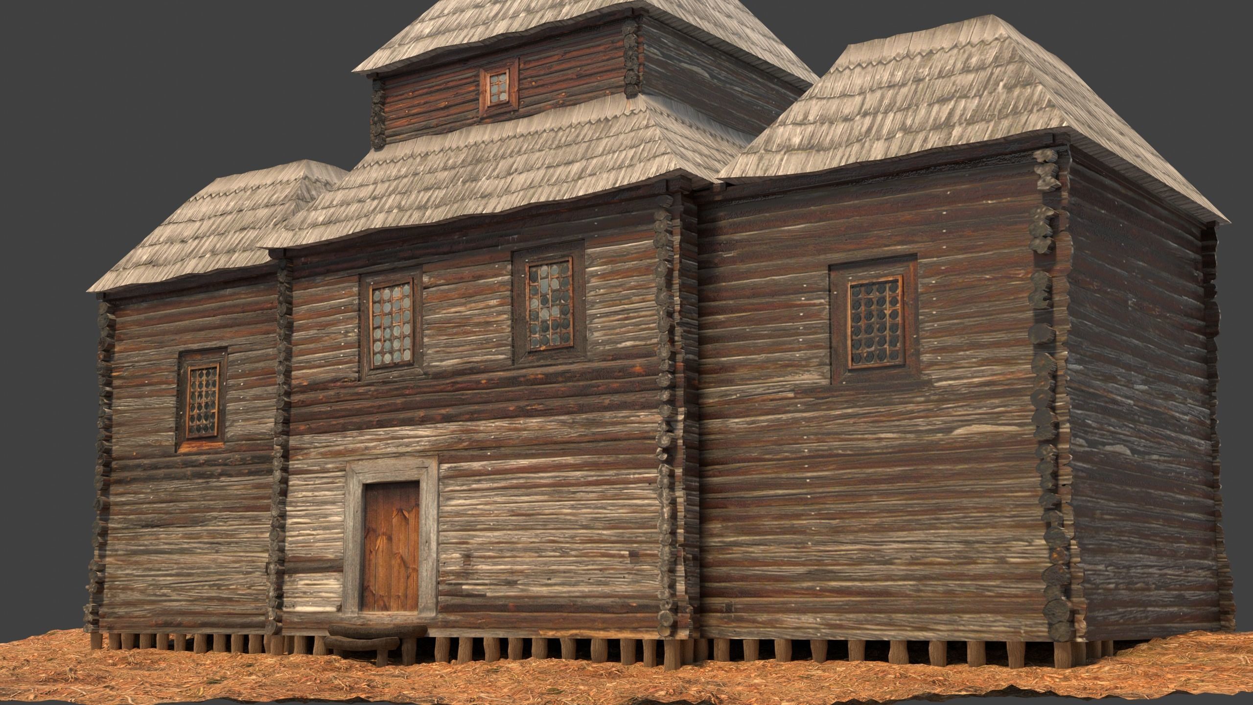 Medieval House Low-poly 3D model_5