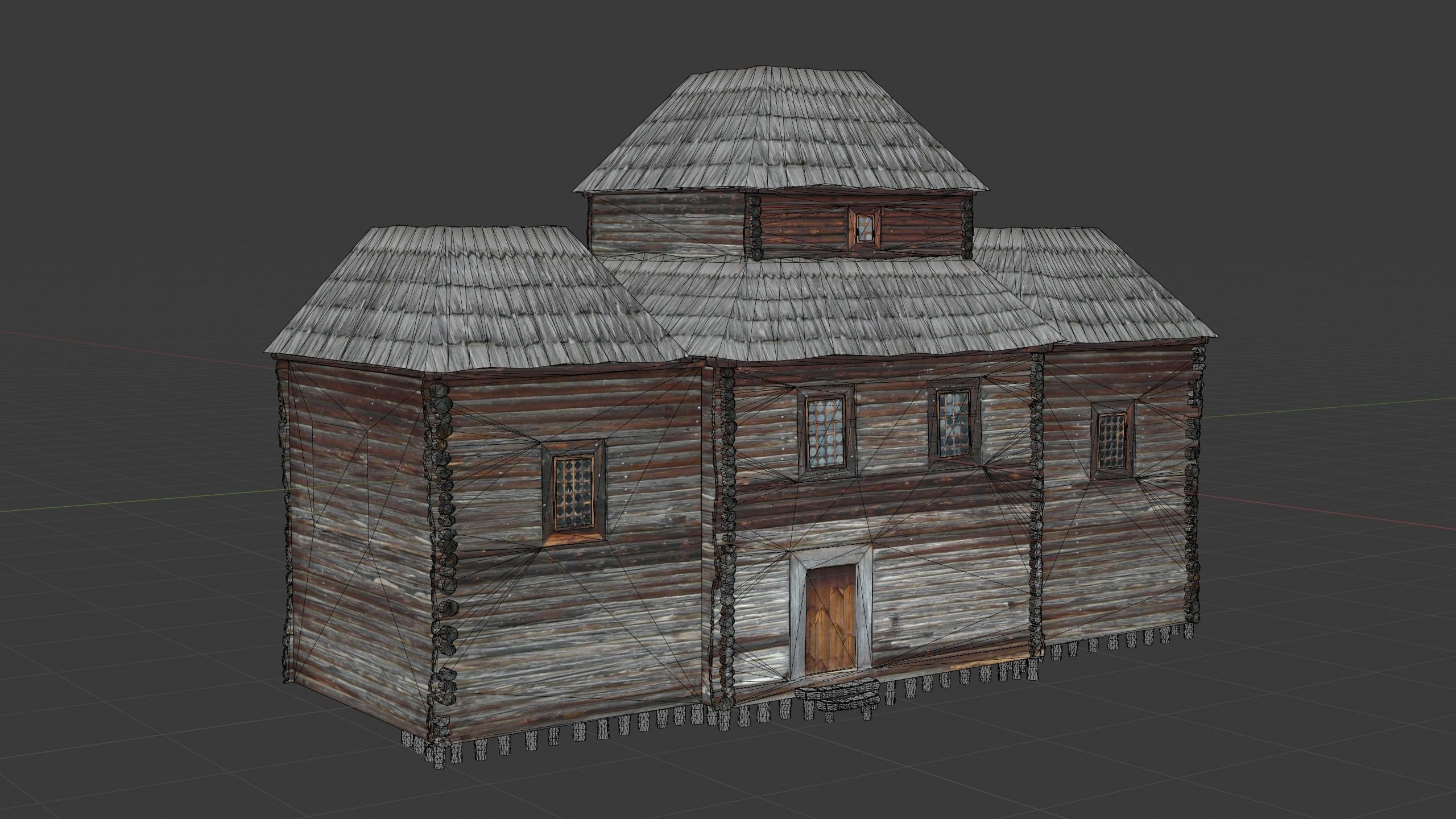 Medieval House Low-poly 3D model_10