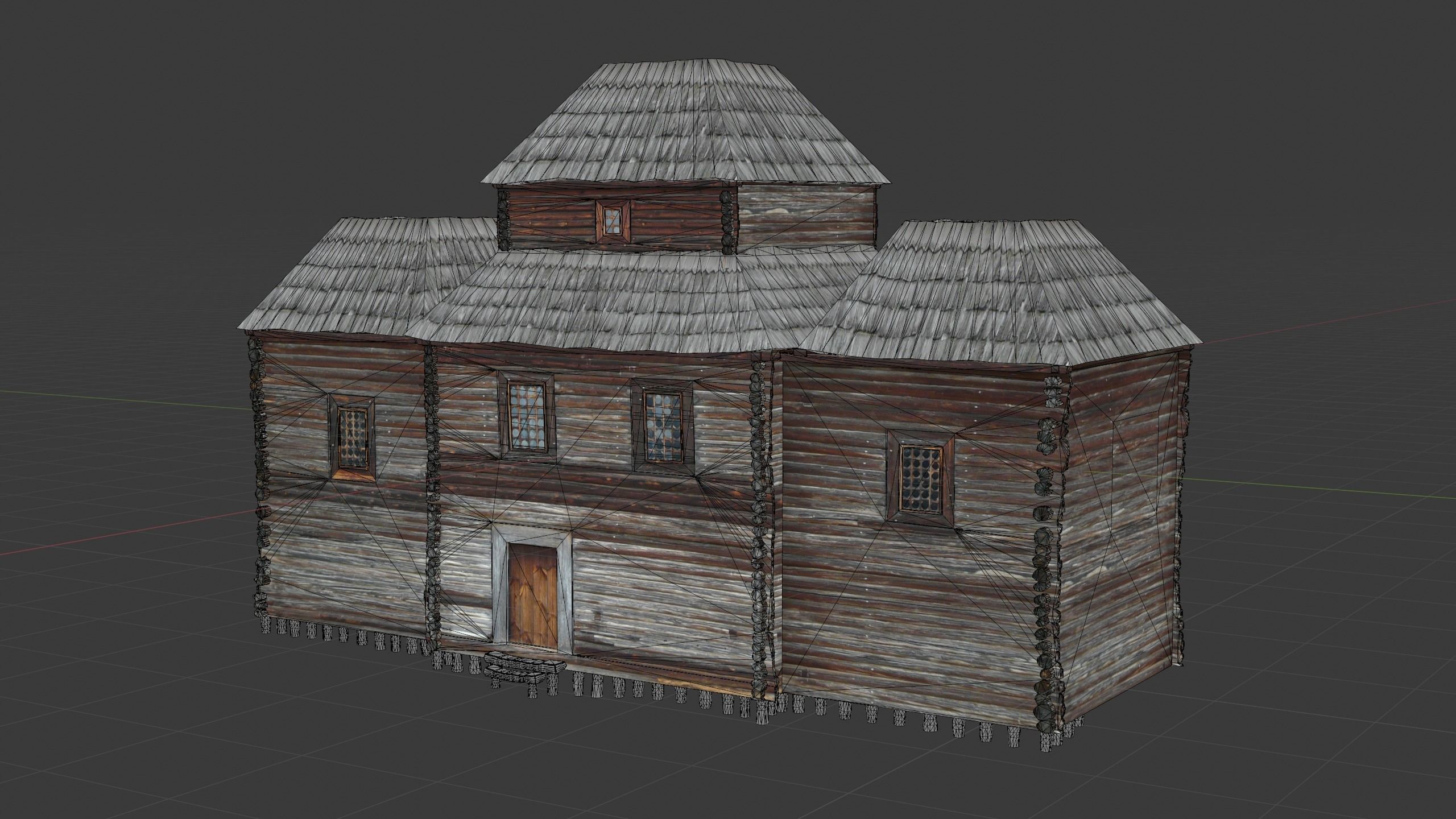 Medieval House Low-poly 3D model_11
