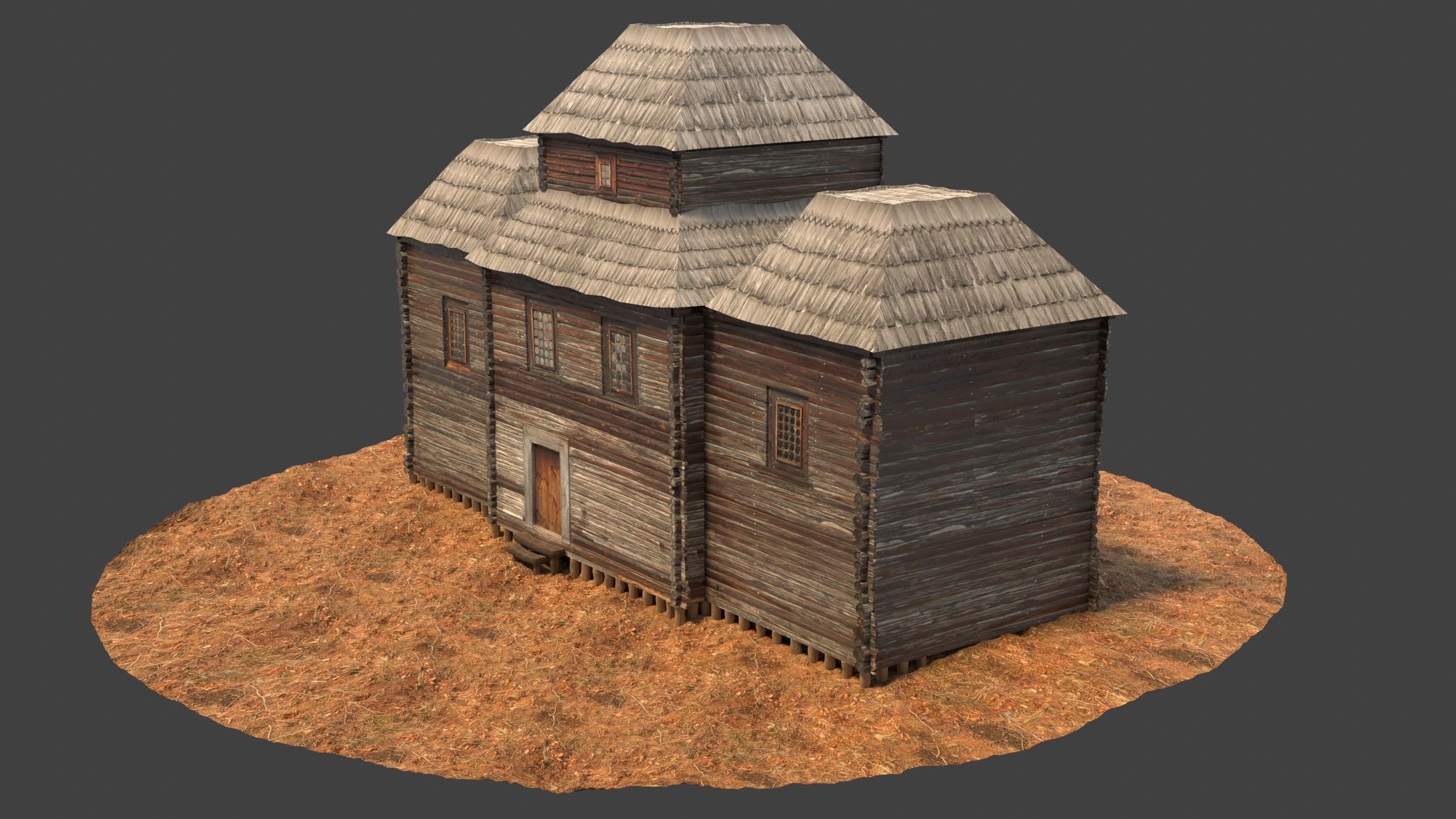 Medieval House Low-poly 3D model_7