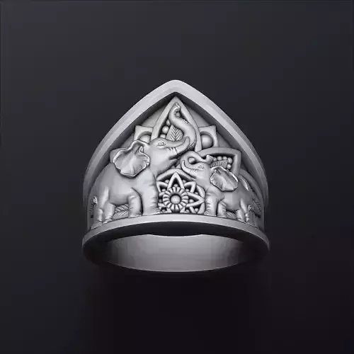 Elephant Mandala Ring