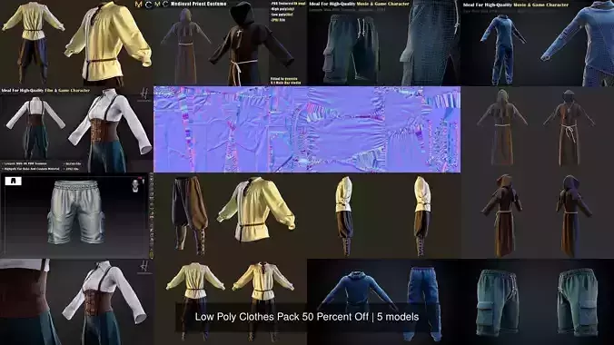 Low Poly Clothes Pack 50 Percent Off 3D Model Collection