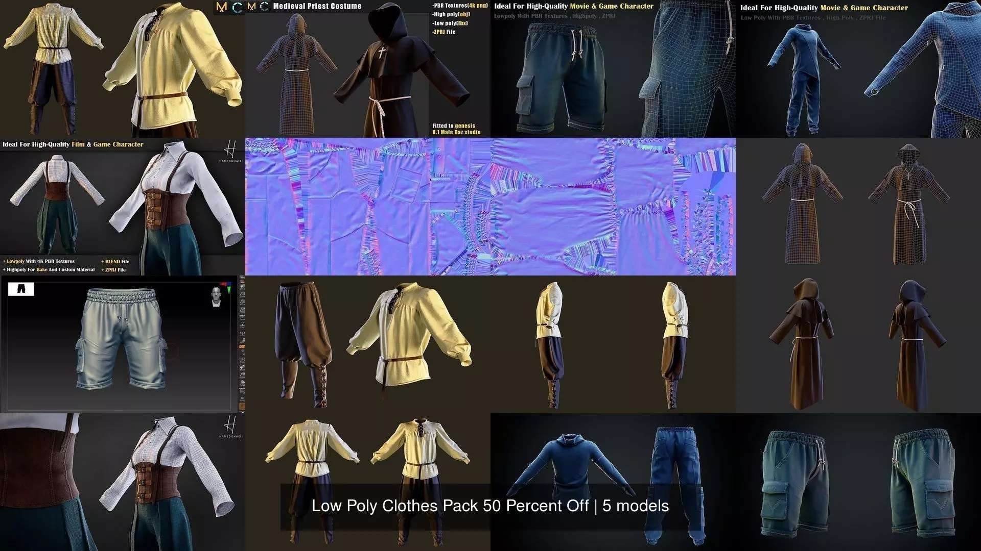Low Poly Clothes Pack 50 Percent Off 3D Model Collection_0