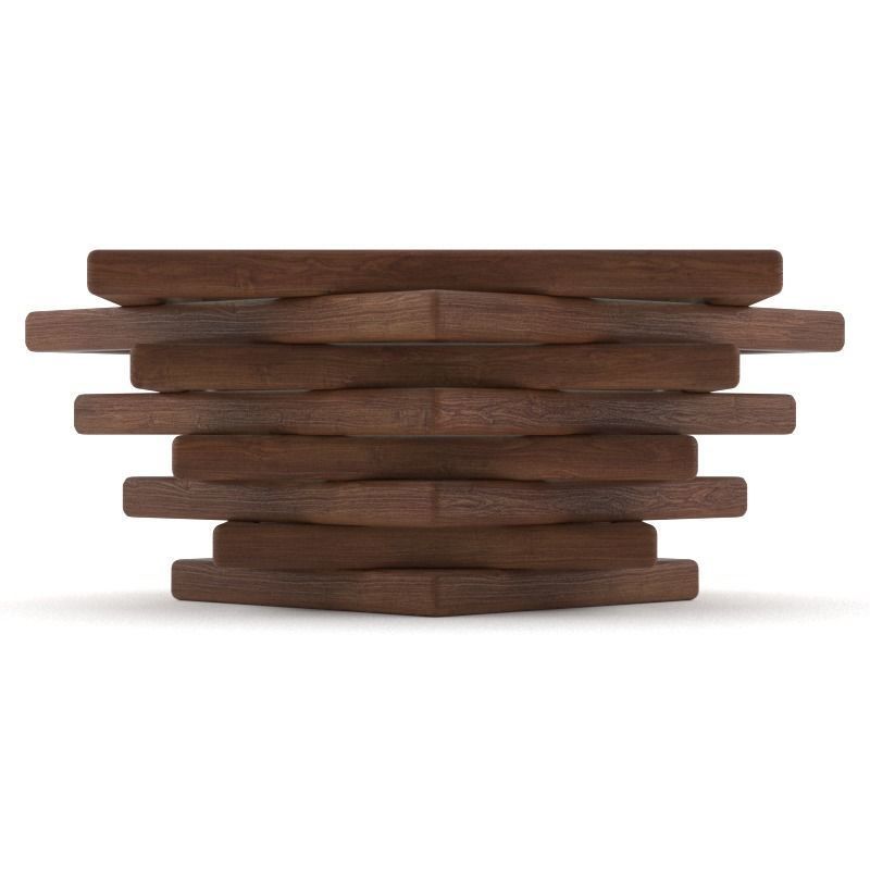 wooden coffee table  Low-poly 3D model_11