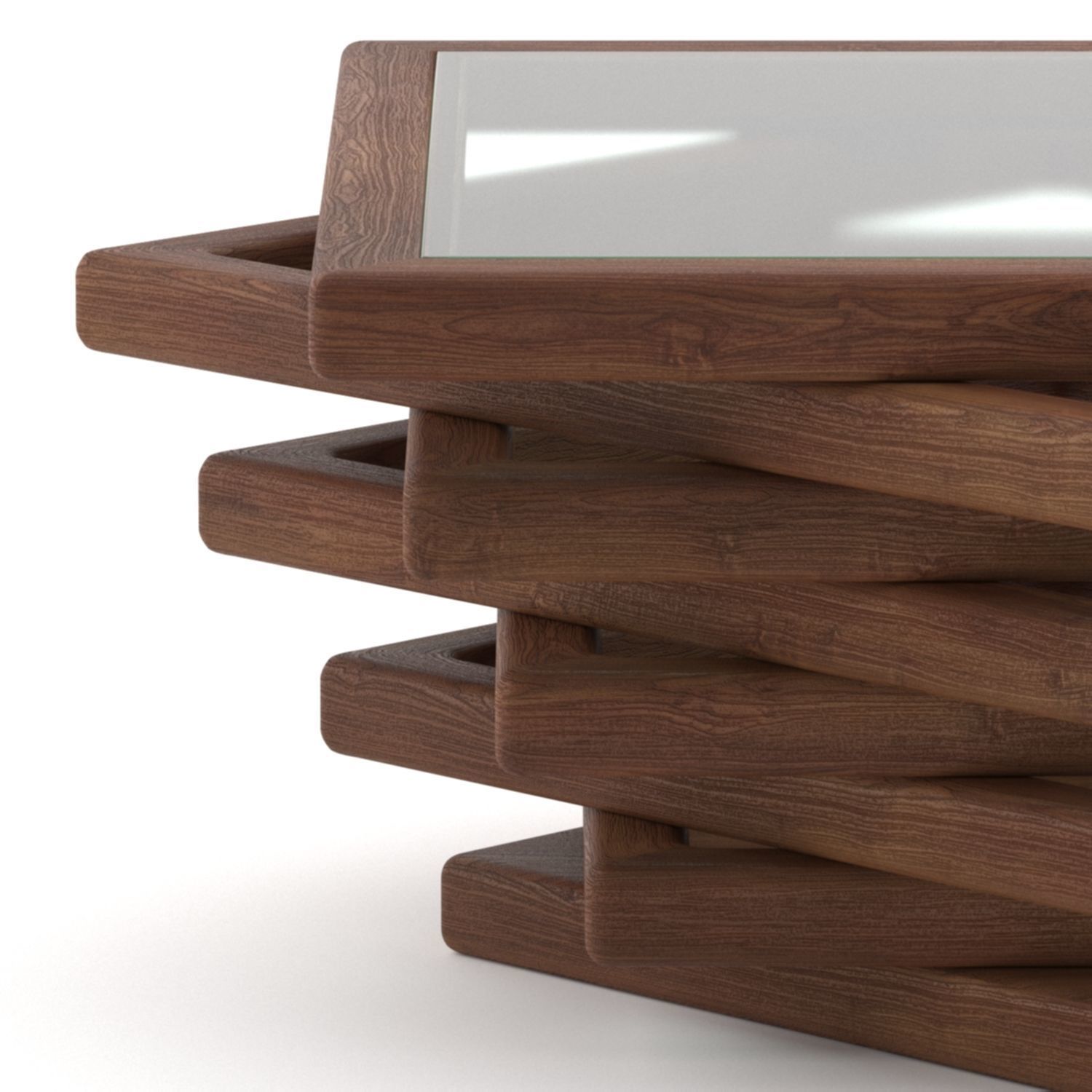wooden coffee table  Low-poly 3D model_4
