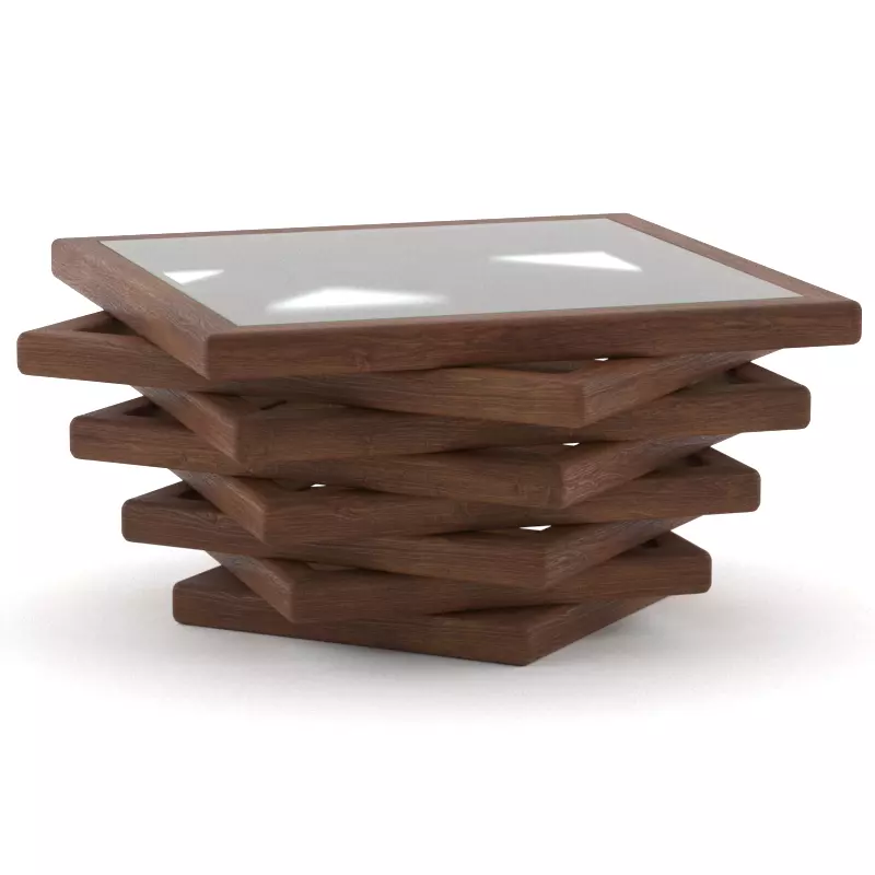 wooden coffee table  Low-poly 3D model_0